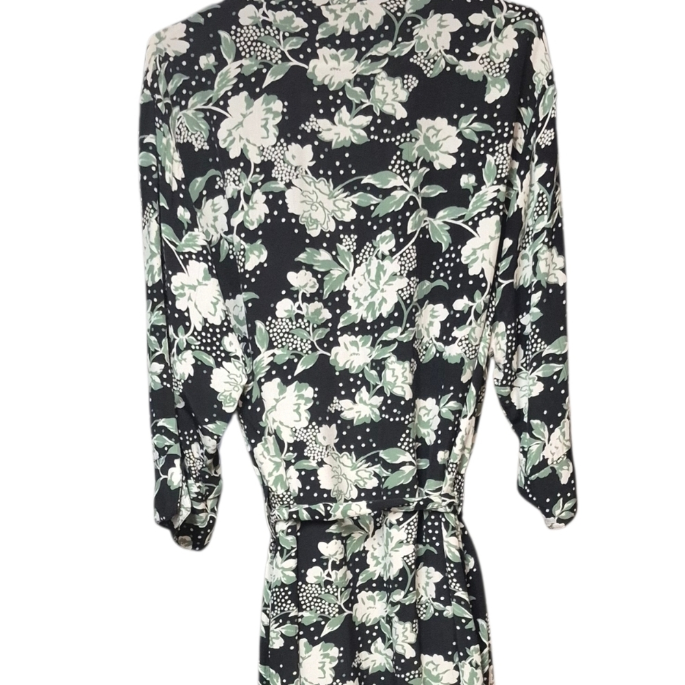 Smash + Tess Floral Medium Large Black Cream Green Duster Robe - Picture 5 of 12